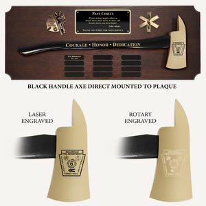 42x16 Walnut Firefighter Perpetual Award Plaque - Gold Axe - Black Axe Handle