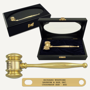 High Polished Solid Brass Gavel Presentation Set