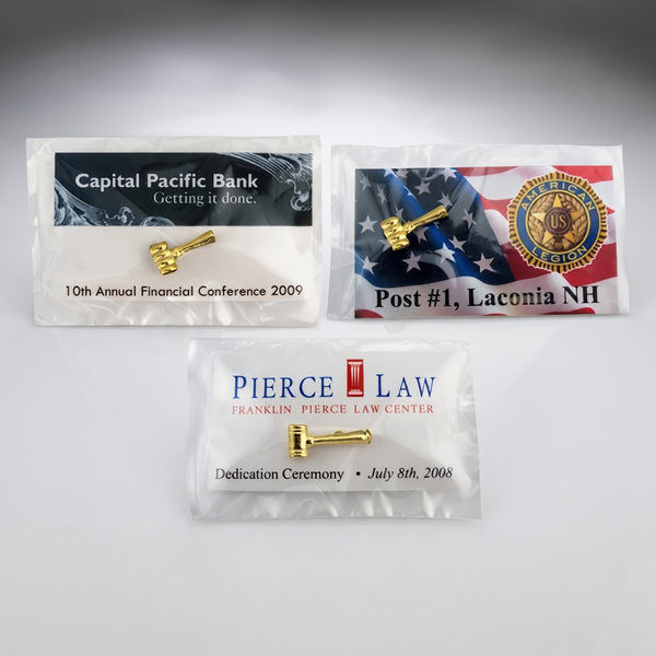 Gavel Lapel Pin Presentation Cards - Engraving, Awards & Gifts