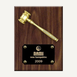 6" x 8" Mini Gold Metal Gavel Plaque