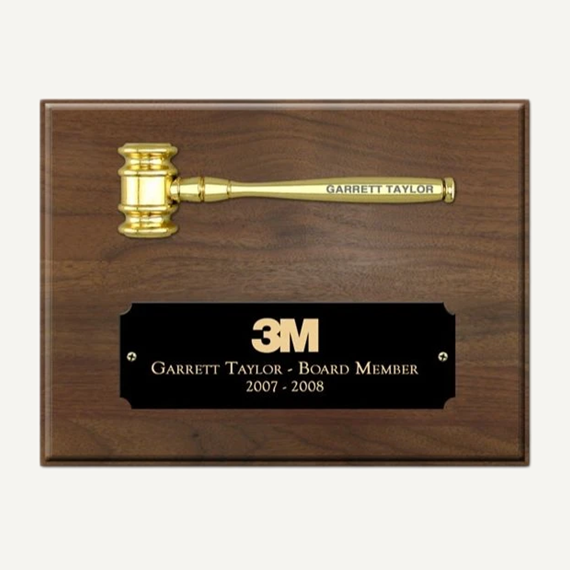 Custom Walnut Wood Gavel Plaque Award With Insert - Crystal Images