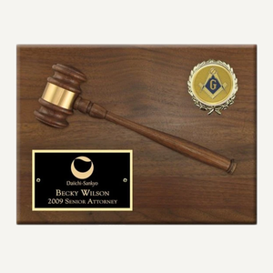 12" x 9" American Walnut Gavel Plaque with Disc