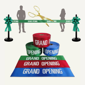 4" Wide GRAND OPENING Ribbon - White Text