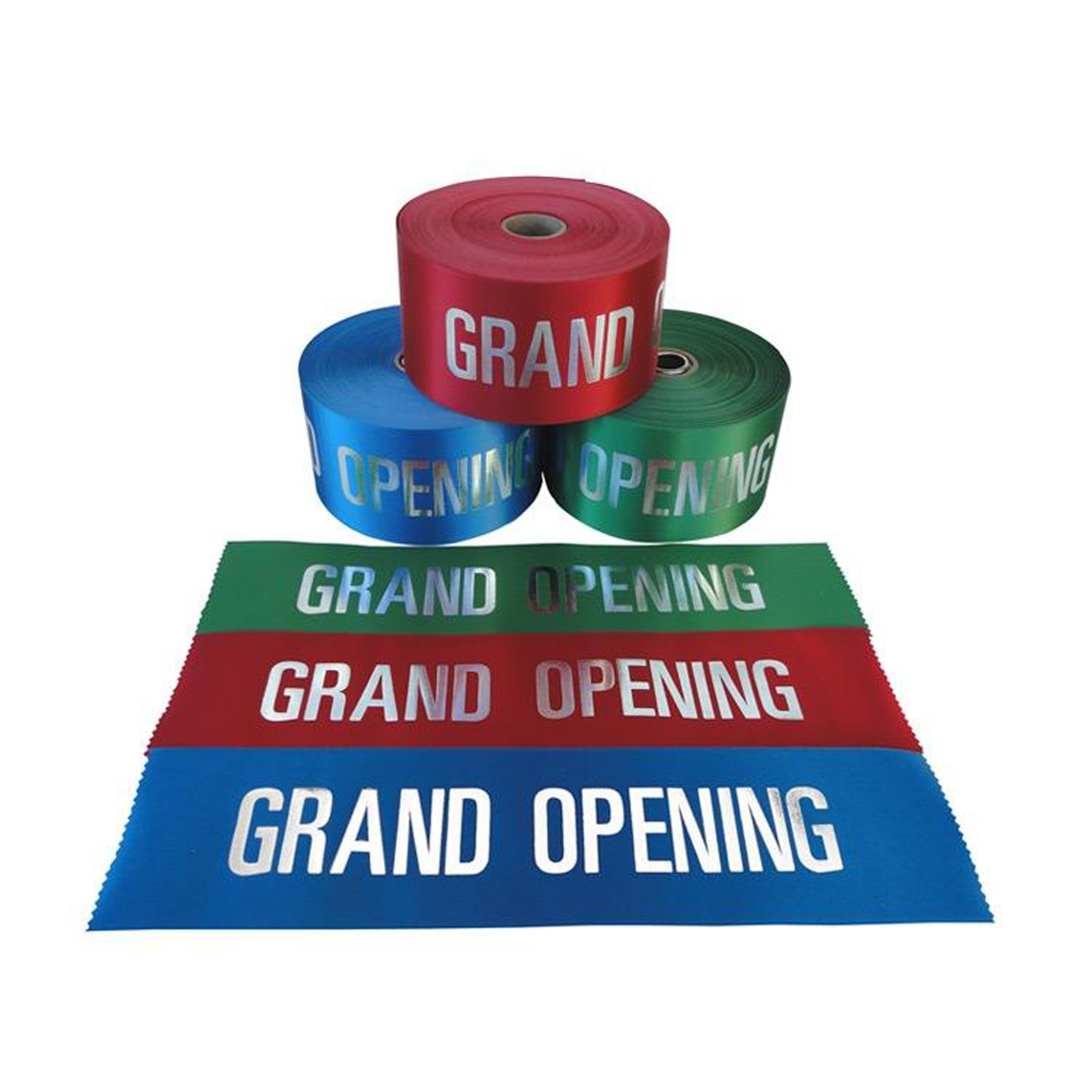 4 Inch Wide Grand Opening Ribbon (Large Silver Capital Letters)
