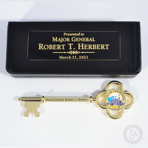 5-7/8" Gold Plated Ceremonial Key with Black Leatherette Presentation Case
