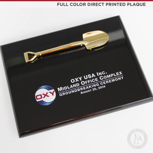 8" x 6" Miniature Shovel Plaque - Piano Finish - Full Color Direct Printed Plaque