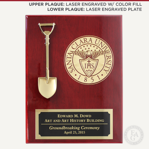 9" X 12" Miniature Vertical Groundbreaking Shovel Plaque - Laser Engraved