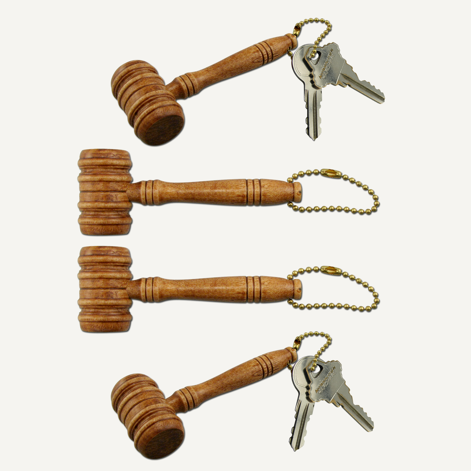 31/2" Barrel Style Walnut Finish Gavel Keychains Engraving, Awards
