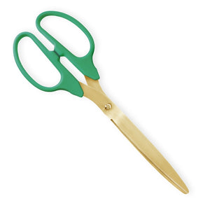 25" Green Ribbon Cutting Scissors with Gold Blades