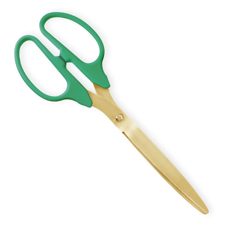 3 Foot Ceremonial Scissors - Hunter Green Handles - Golden Openings