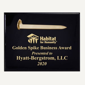 Gold Plated Ceremonial Spike Plaque - Laser Engraved Plaque with Gold color Fill