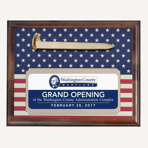 Custom Printed Ceremonial Spike Plaque with Full Color Printed Plate