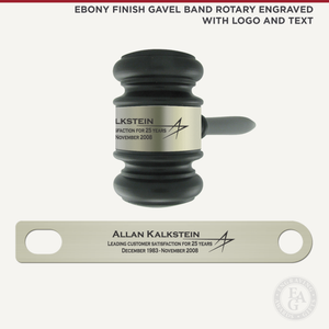 Ebony Finish GAvel Band Laser Engraved with Logo and Text