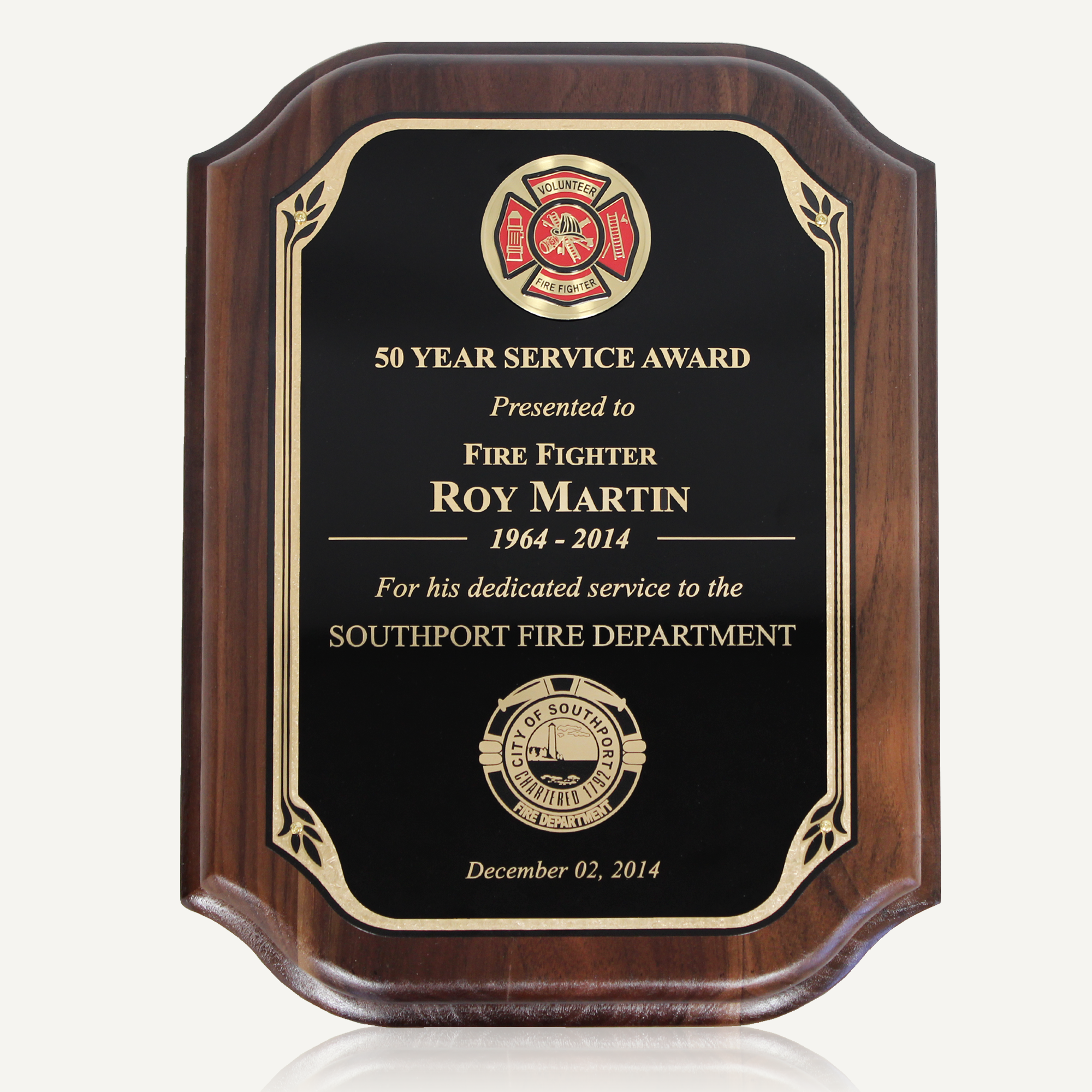 数量限定SALE Genuine Walnut Firefighter Award Plaque - Engraving, Awards スポーツ選手
