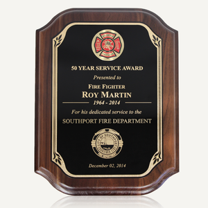 Genuine Walnut Firefighter Award Plaque