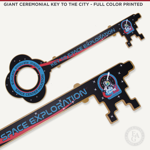2ft Giant Ceremonial Key to the City - Gold Finish with Cut Out Head Full Color Printed