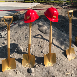 Gold Finish Groundbreaking Shovel - D-Handle - McDonalds Groundbreaking Photo