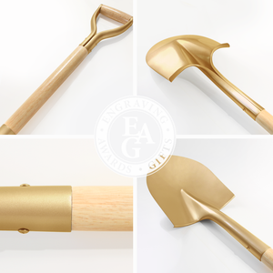 Gold Finish Groundbreaking Shovel - D-Handle - Quality Collage
