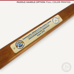 Gold Plated Groundbreaking Shovel - Paddle Handle - Full Color Printed Plate