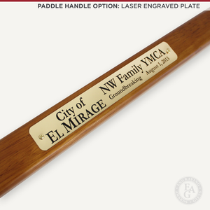 Gold Plated Groundbreaking Shovel - Paddle Handle - Laser Engraved Plate