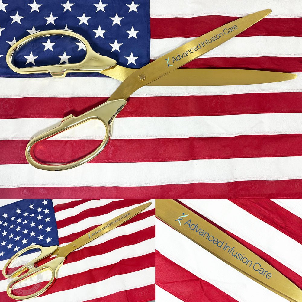 36 Gold Plated Ribbon Cutting Scissors with Gold Blades