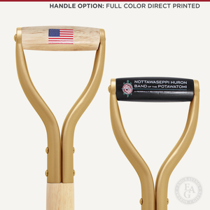 Groundbreaking Ceremonial Shovel Kit - Gold Finish D-Handle - Full Color Direct Printed Handle