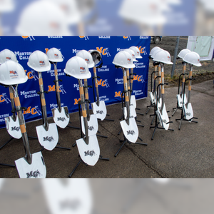 Groundbreaking Ceremonial Shovel Kit - Specialty Chrome Plated D-Handle - Morton College Groundbreaking Event