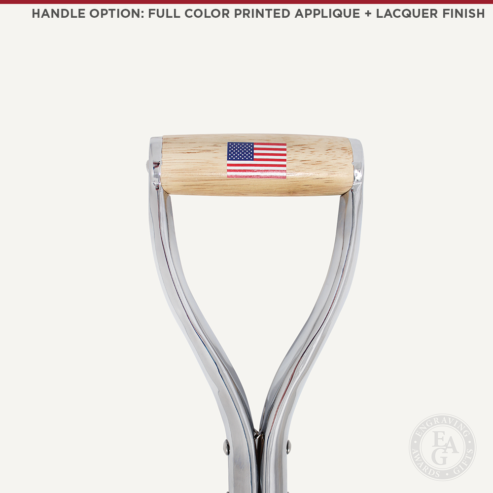 Groundbreaking Ceremonial Shovel Kit - Stainless Steel - Full Color Printed Applique Lacquer Sealed Handle