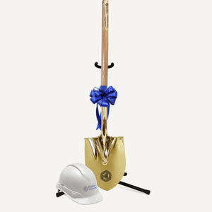 Groundbreaking Ceremonial Shovel Kit - Traditional Gold Plated Long Handle