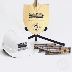 Groundbreaking Specialty Shovel, Round Front Hard Hat and Shovel Paperweights