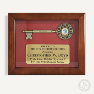 Key Display Case - 9" Ornate Bronze Ceremonial Key
