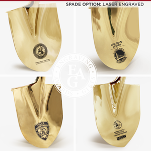 Traditional Gold Plated Groundbreaking Shovel - Baseball Bat Handle - Laser Engraved Spade