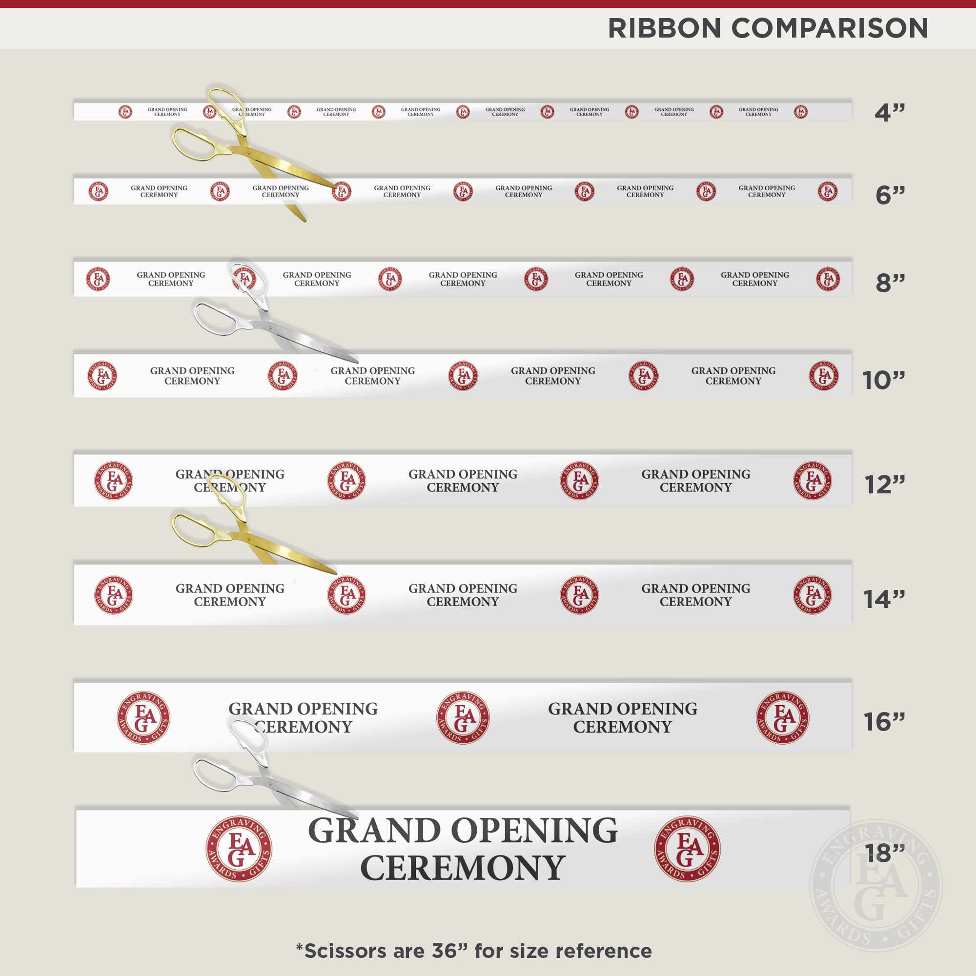 6 Custom Full Color Printed Ribbon - Engraving, Awards & Gifts