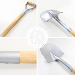 Silver Finish Groundbreaking Shovel - D-Handle - Quality Collage