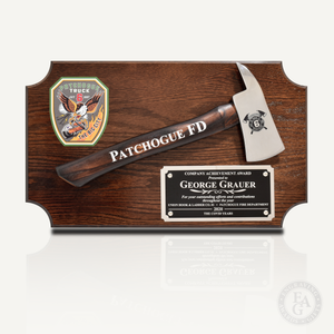 Small Walnut Firefighter Axe Award Plaque - Chrome