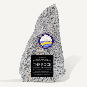 6in New Hampshire Granite Award with New Hampshire Seal and Laser Engraved Black Aluminum Plate