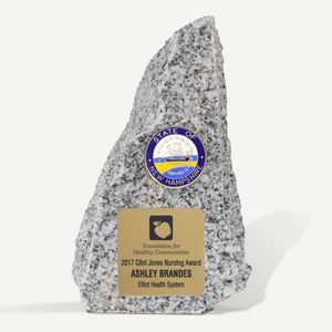 6in New Hampshire Granite Award with New Hampshire Seal and Laser Engraved Brass Plate