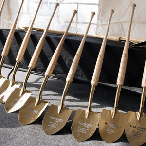 Specialty Gold Plated Groundbreaking Shovel - Baseball Bat Handle - Hartford Baseball Groundbreaking Photo