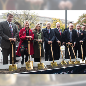 Specialty Gold Plated Groundbreaking Shovel - D-Handle - WWI Memorial Groundbreaking Ceremony Photo 