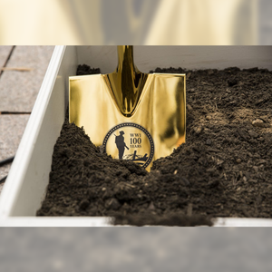 Specialty Gold Plated Groundbreaking Shovel - D-Handle - WWI Memorial Groundbreaking Ceremony Photo