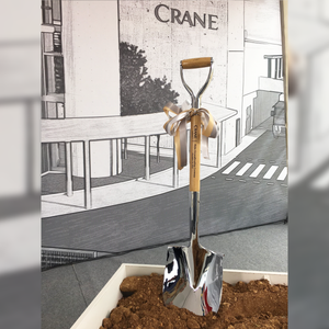 Traditional Chrome Plated Groundbreaking Shovel - D-Handle - Crane Currency Groundbreaking Ceremony Photo