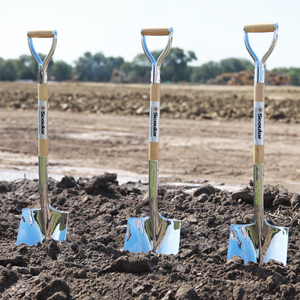 Traditional Chrome Plated Groundbreaking Shovel - D-Handle - Gray Construction Groundbreaking Ceremony Photo