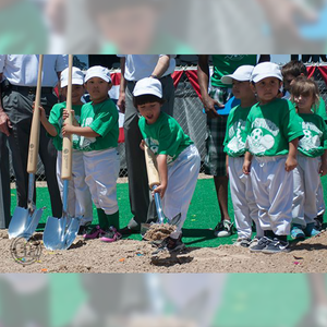 Traditional Chrome Plated Groundbreaking Shovel - Baseball Bat Handle - El Paso Ballpark Groundbreaking Ceremony Photo