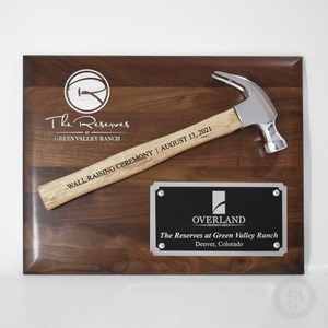 Walnut Plaque with Chrome Plated Hammer