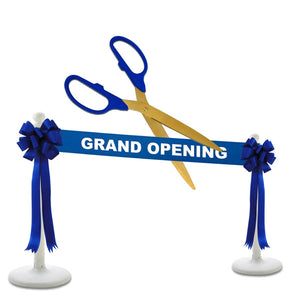 Deluxe Grand Opening Kit - 36" Ceremonial Scissors with Gold Blades Blue Scissors, Ribbon and Bows