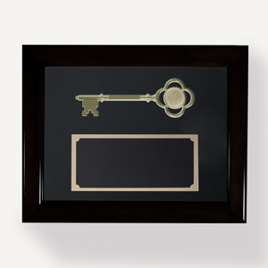 Key Display Case - 8" Gold Plated Ceremonial Key - Black Background