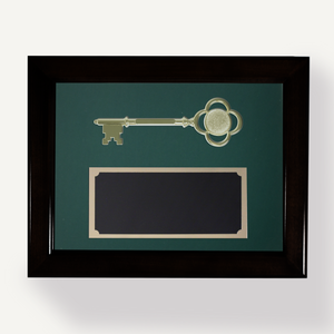 Key Display Case - 8" Gold Plated Ceremonial Key - Green Background