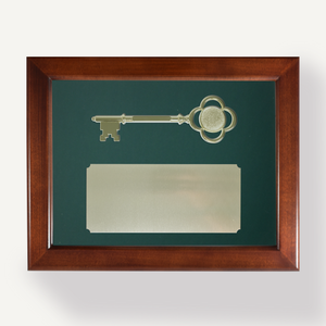 Key Display Case - 8" Gold Plated Ceremonial Key - Green Background