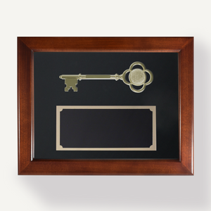 Key Display Case - 8" Gold Plated Ceremonial Key - Black Background