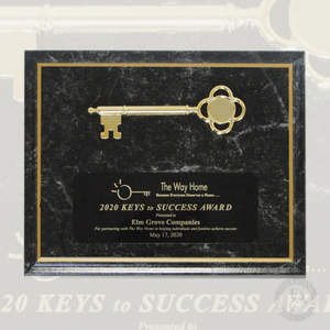 Black Marble Ceremonial Key Plaque with Laser Engraved Plate